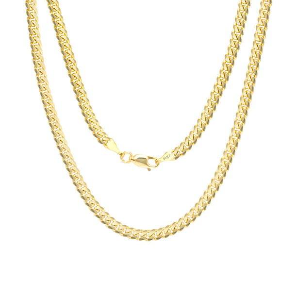 14k Solid Yellow Gold Gourmette Miami Cuban Necklace Pendant Chain 1.5mm 16-24" 